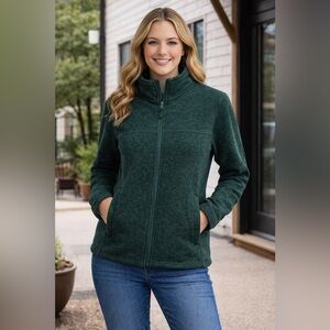Mountain Warehouse Green Fleece Zip Jacket Soft Knit Outdoor Hiking Layer  XS